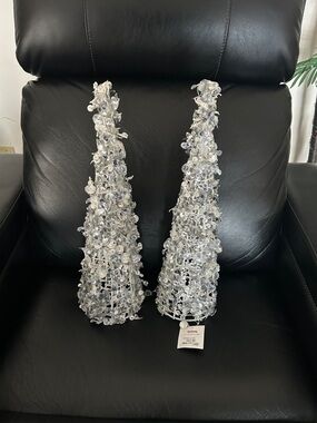 TJ-Maxx Set of Two Shimmering Silver Christmas Trees